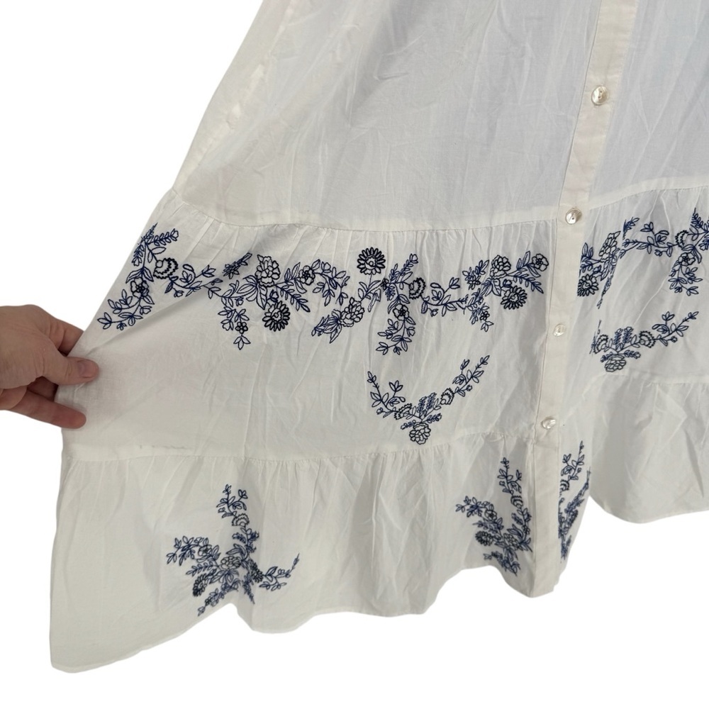 Collections Etc. 100% Cotton White Floral Embroidered Peasant Dress Medium - Picture 4 of 11